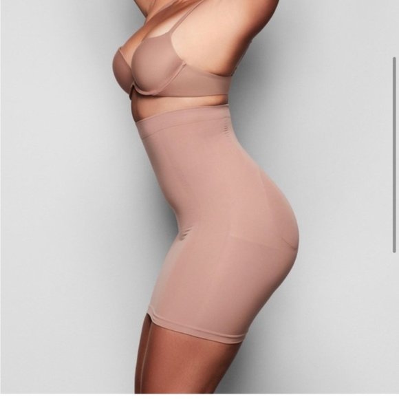 SKIMS XXS XS Sculpting Long Brown Cocoa Sculpt Slimming Shapewear Skirt Slip - Picture 4 of 6